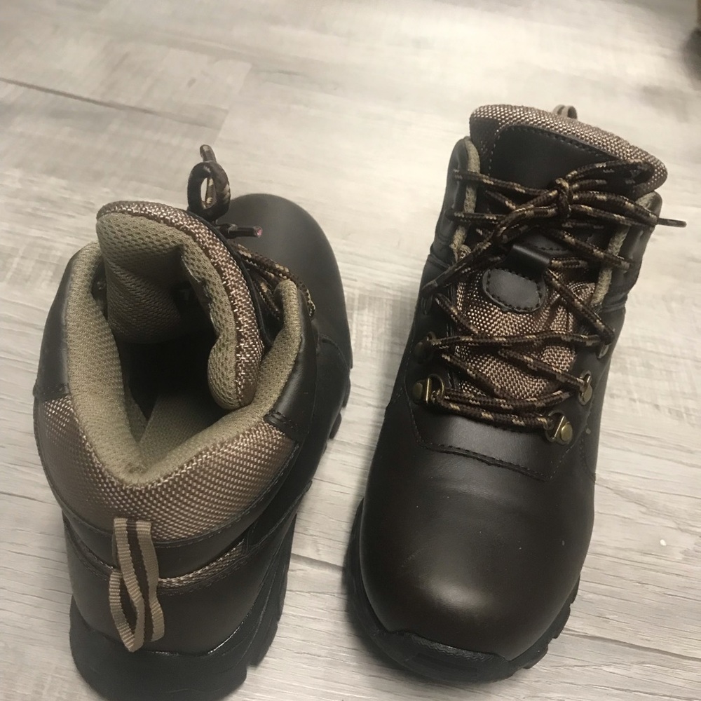 Brown hiking boots